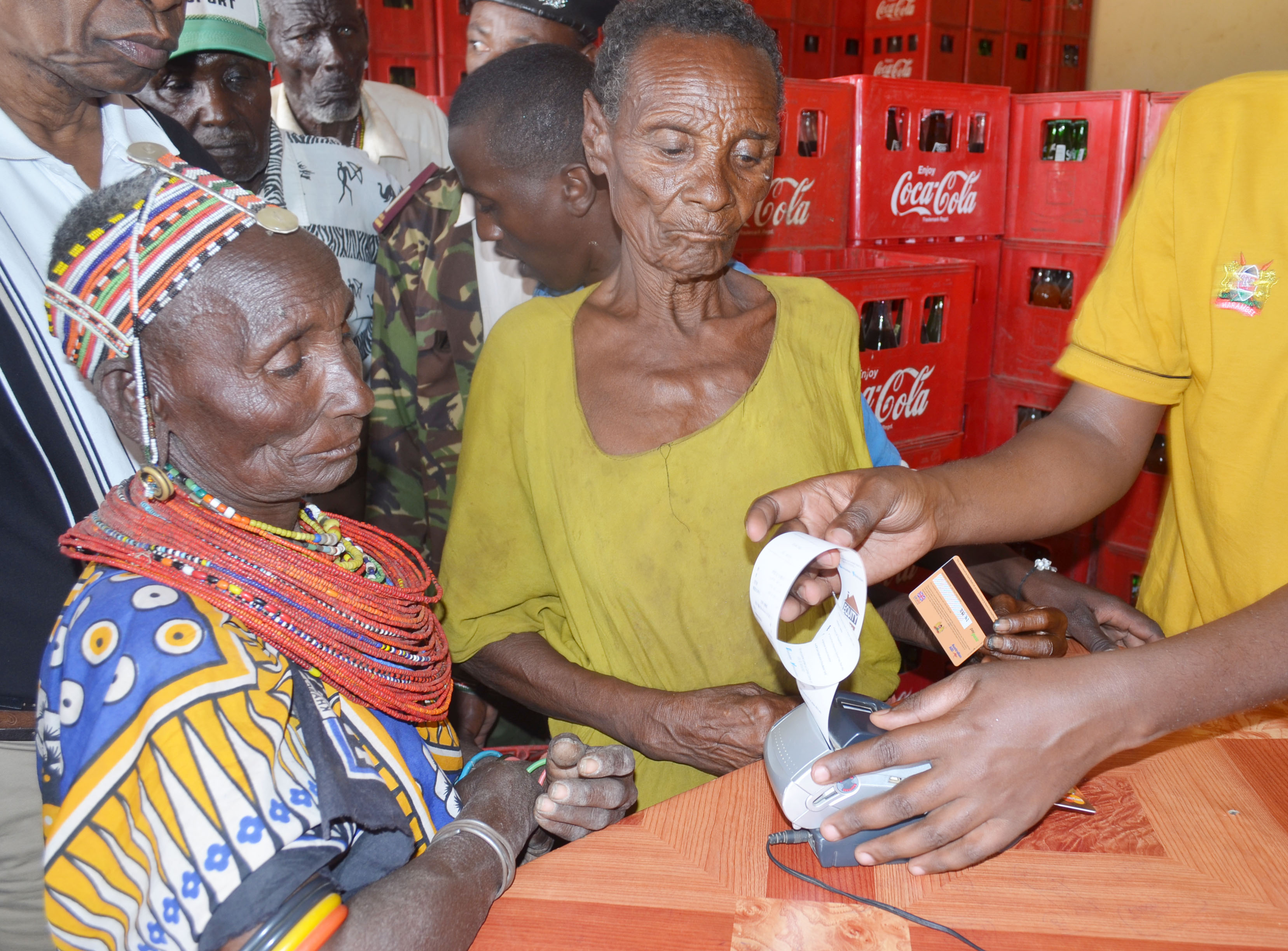 HSNP beneficiaries receiving payments at Laisamis, Marsabit